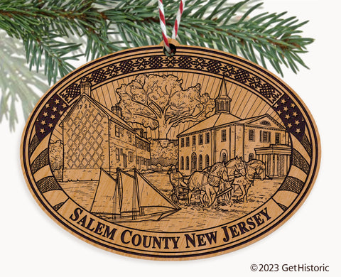 Salem County New Jersey Engraved Natural Ornament