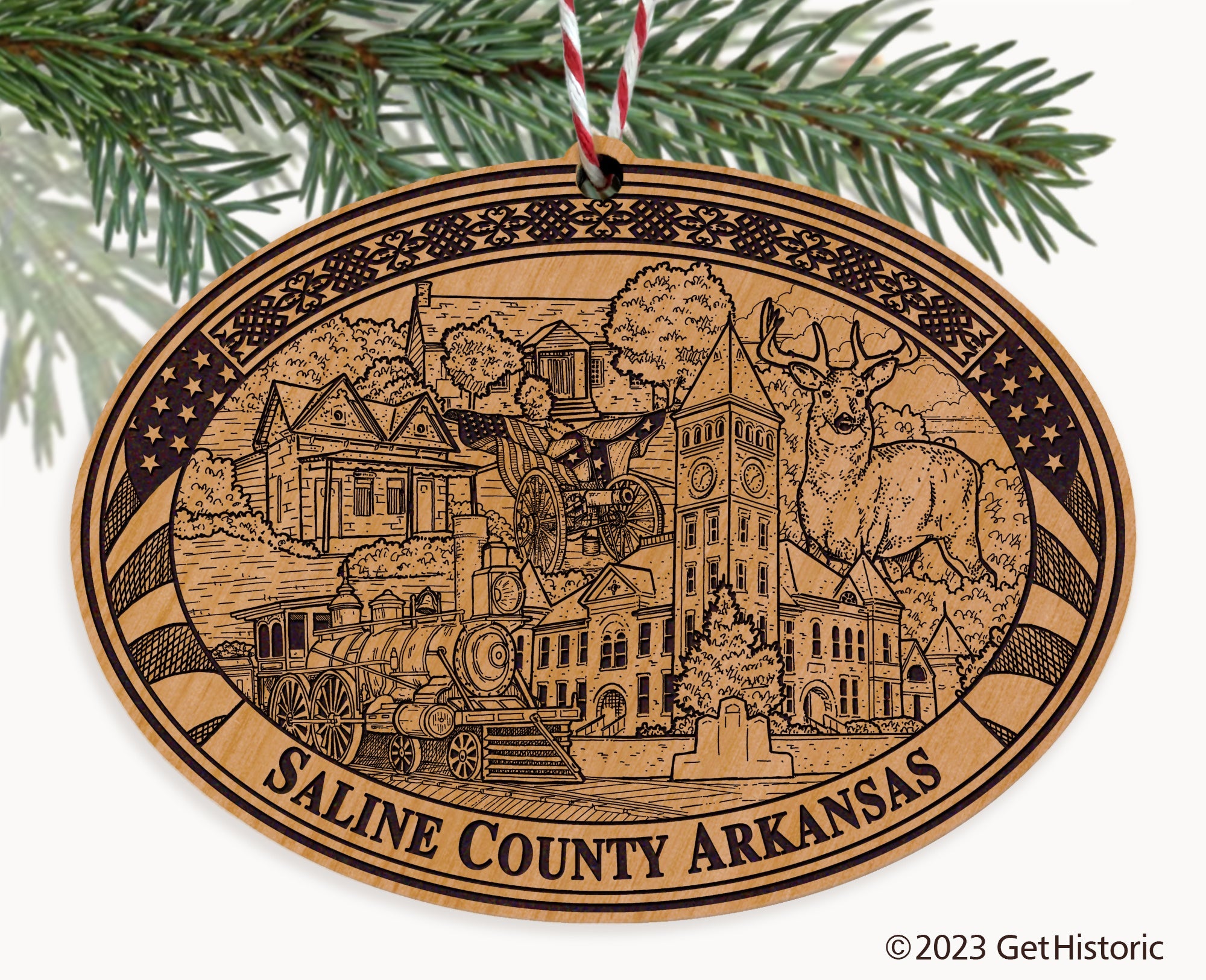 Saline County Arkansas Engraved Natural Ornament