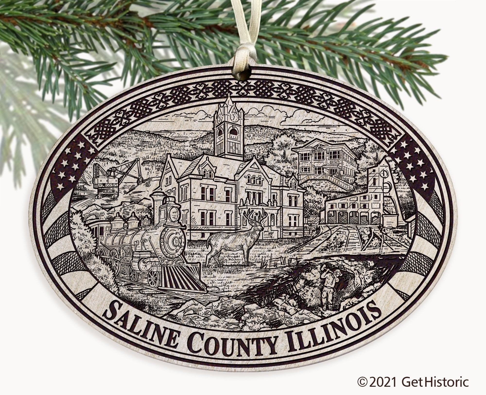 Saline County Illinois Engraved Ornament