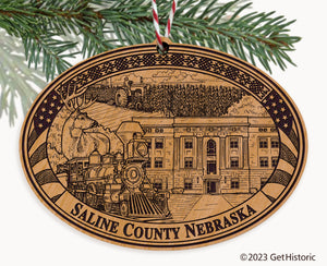 Saline County Nebraska Engraved Natural Ornament