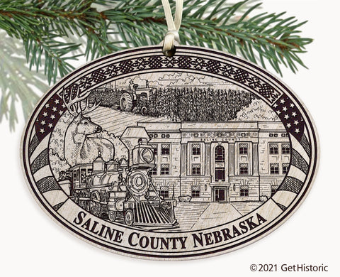 Saline County Nebraska Engraved Ornament