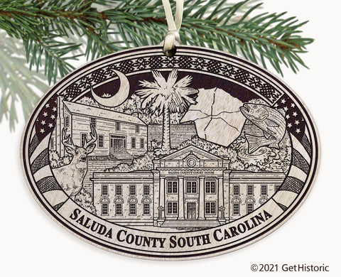 Saluda County South Carolina Engraved Ornament