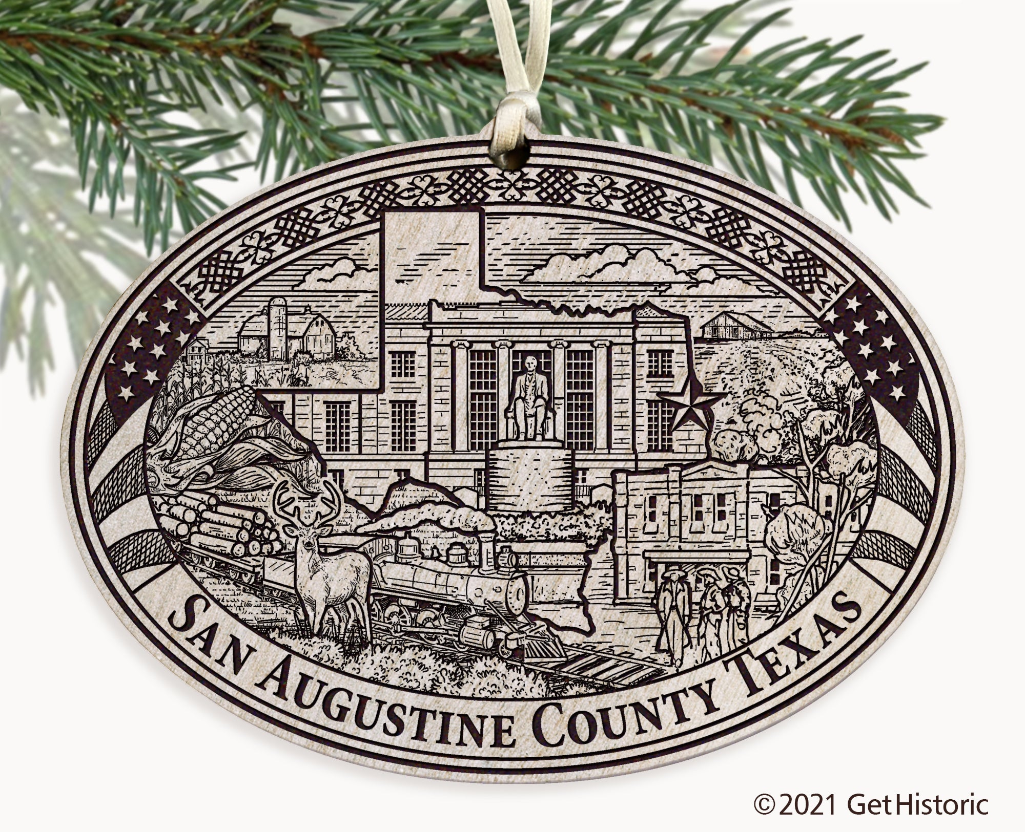 San Augustine County Texas Engraved Ornament