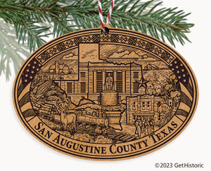 San Augustine County Texas Engraved Natural Ornament