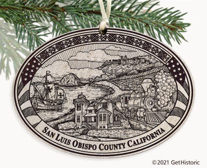 San Luis Obispo County California Engraved Ornament