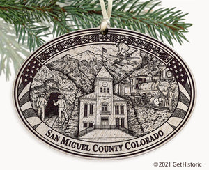 San Miguel County Colorado Engraved Ornament