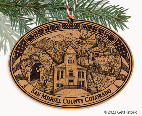 San Miguel County Colorado Engraved Natural Ornament