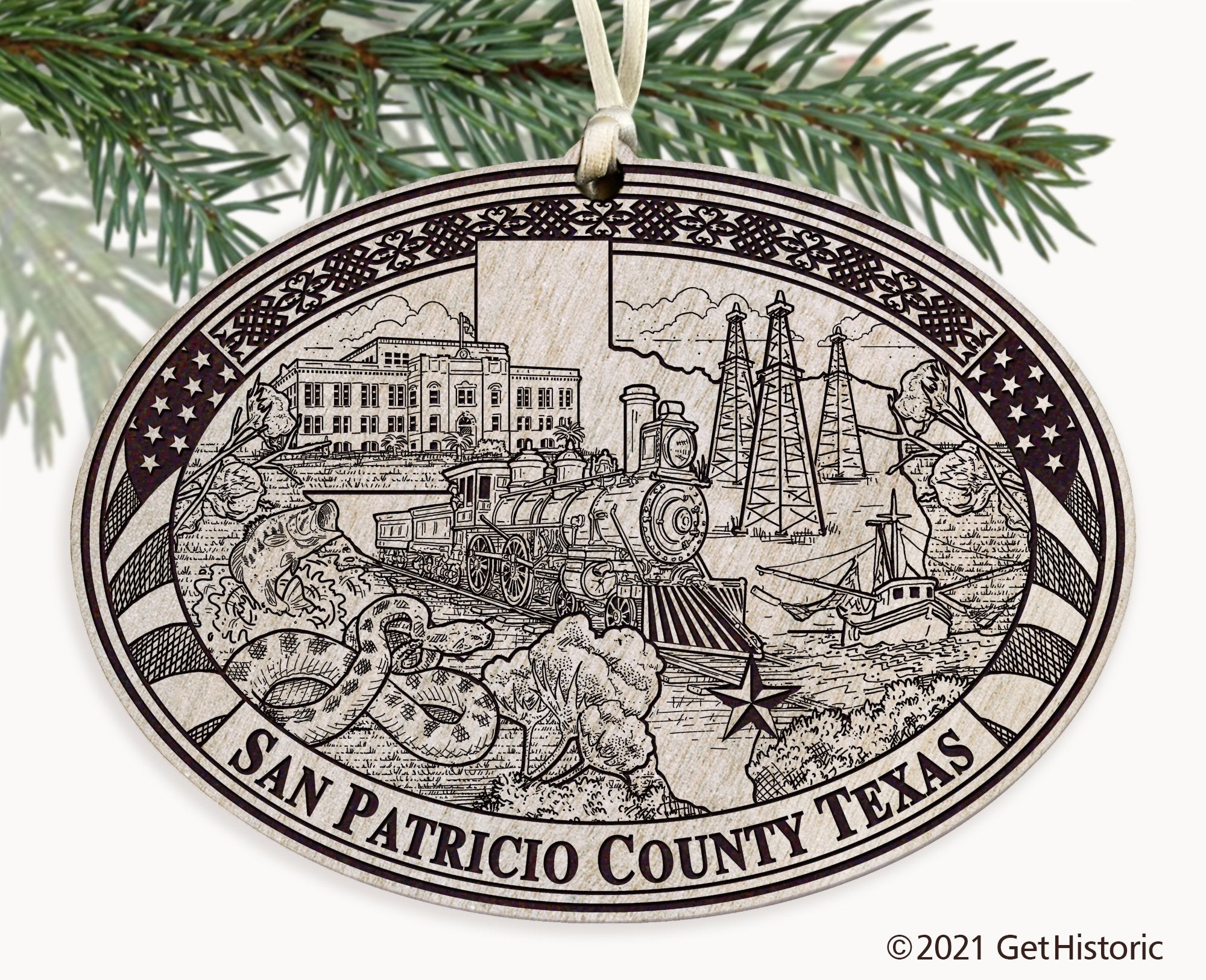 San Patricio County Texas Engraved Ornament
