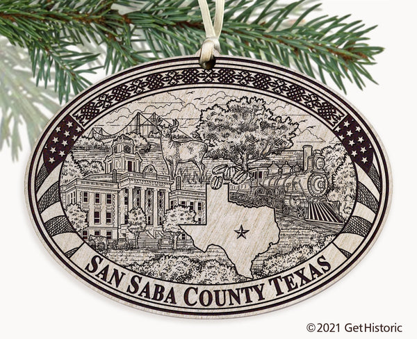 San Saba County Texas Engraved Ornament