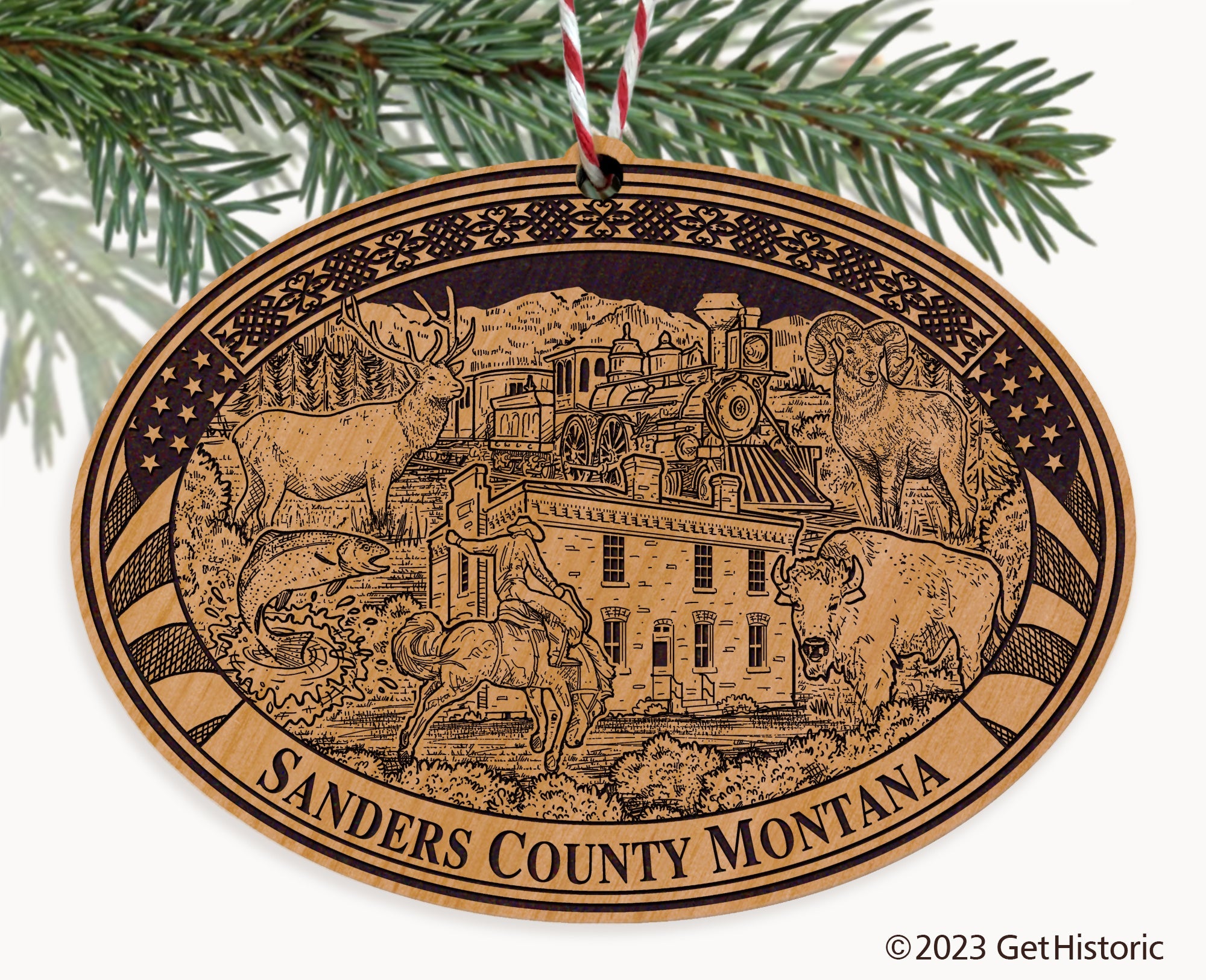 Sanders County Montana Engraved Natural Ornament