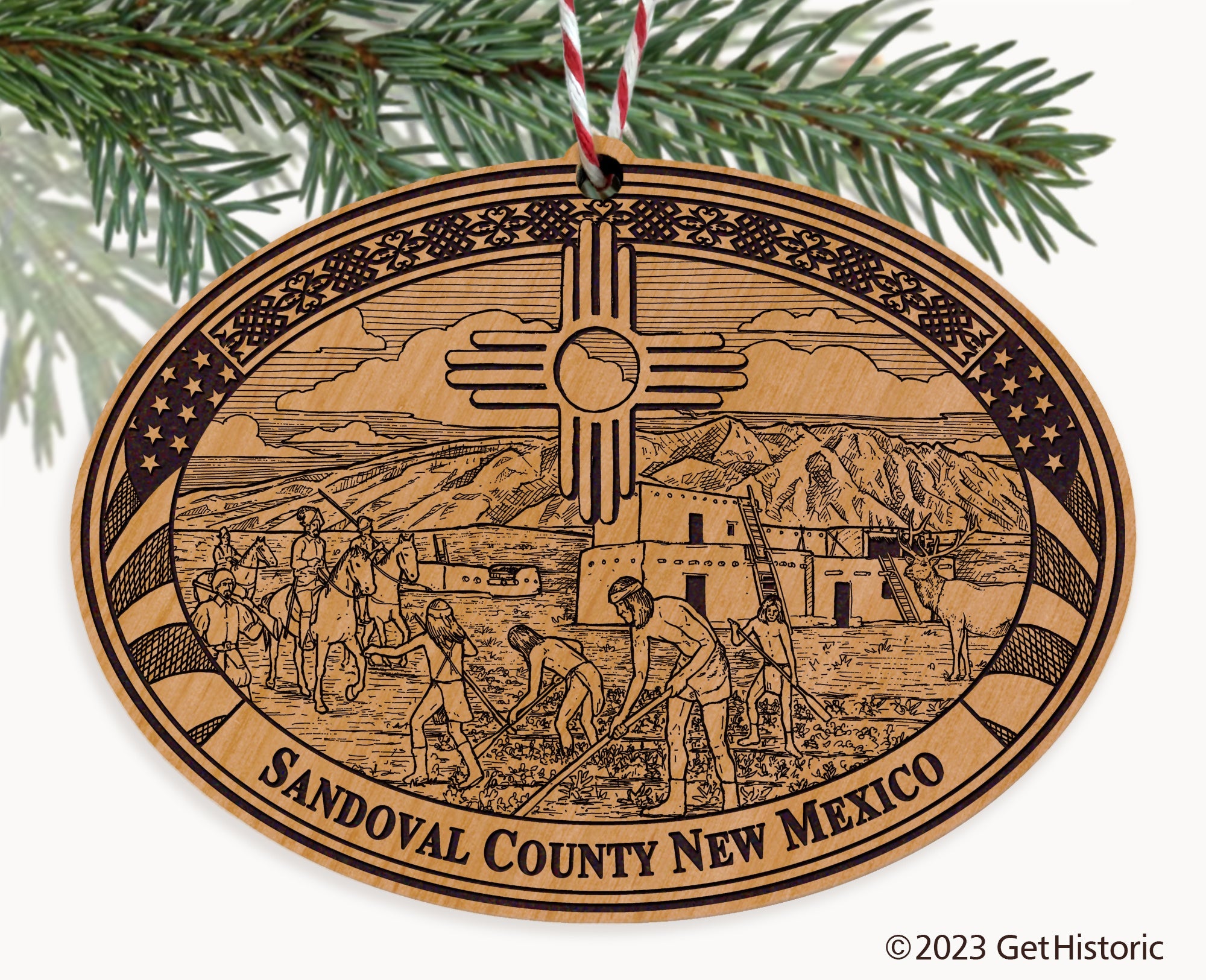 Sandoval County New Mexico Engraved Natural Ornament