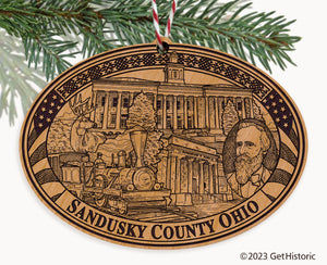 Sandusky County Ohio Engraved Natural Ornament