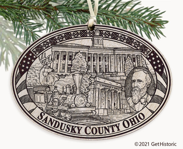 Sandusky County Ohio Engraved Ornament