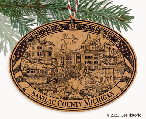 Sanilac County Michigan Engraved Natural Ornament