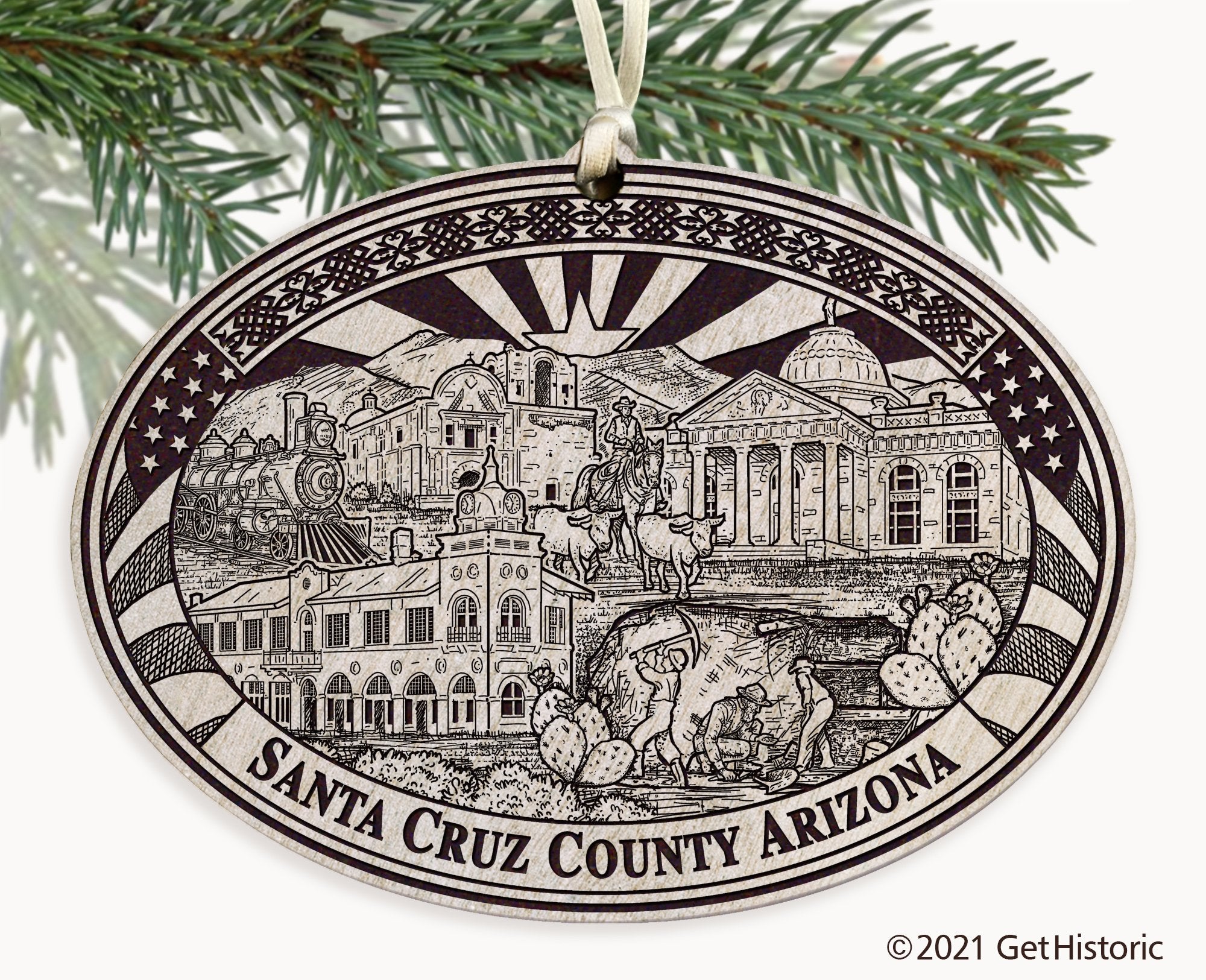 Santa Cruz County Arizona Engraved Ornament