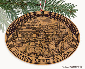 Saratoga County New York Engraved Natural Ornament