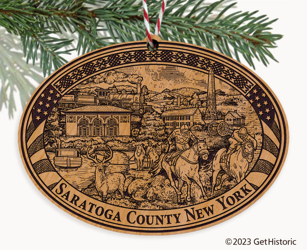 Saratoga County New York Engraved Natural Ornament