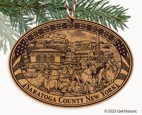 Saratoga County New York Engraved Natural Ornament