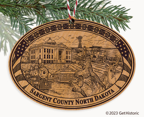 Sargent County North Dakota Engraved Natural Ornament