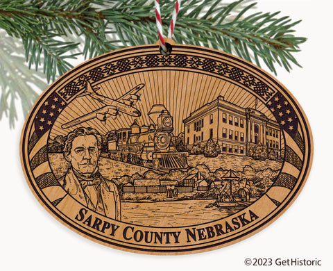 Sarpy County Nebraska Engraved Natural Ornament