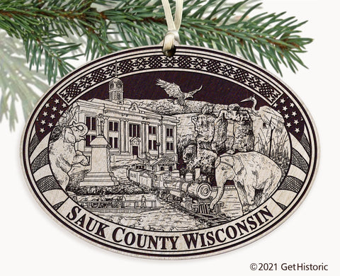 Sauk County Wisconsin Engraved Ornament