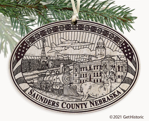 Saunders County Nebraska Engraved Ornament