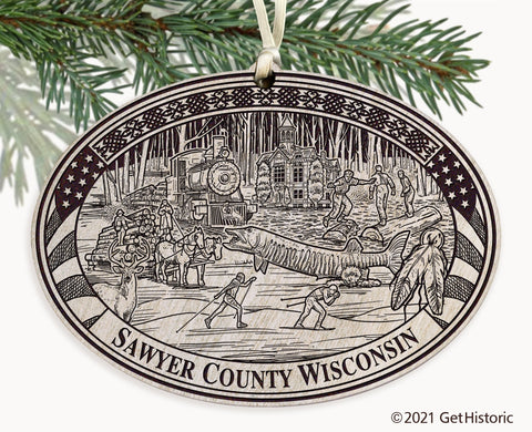 Sawyer County Wisconsin Engraved Ornament