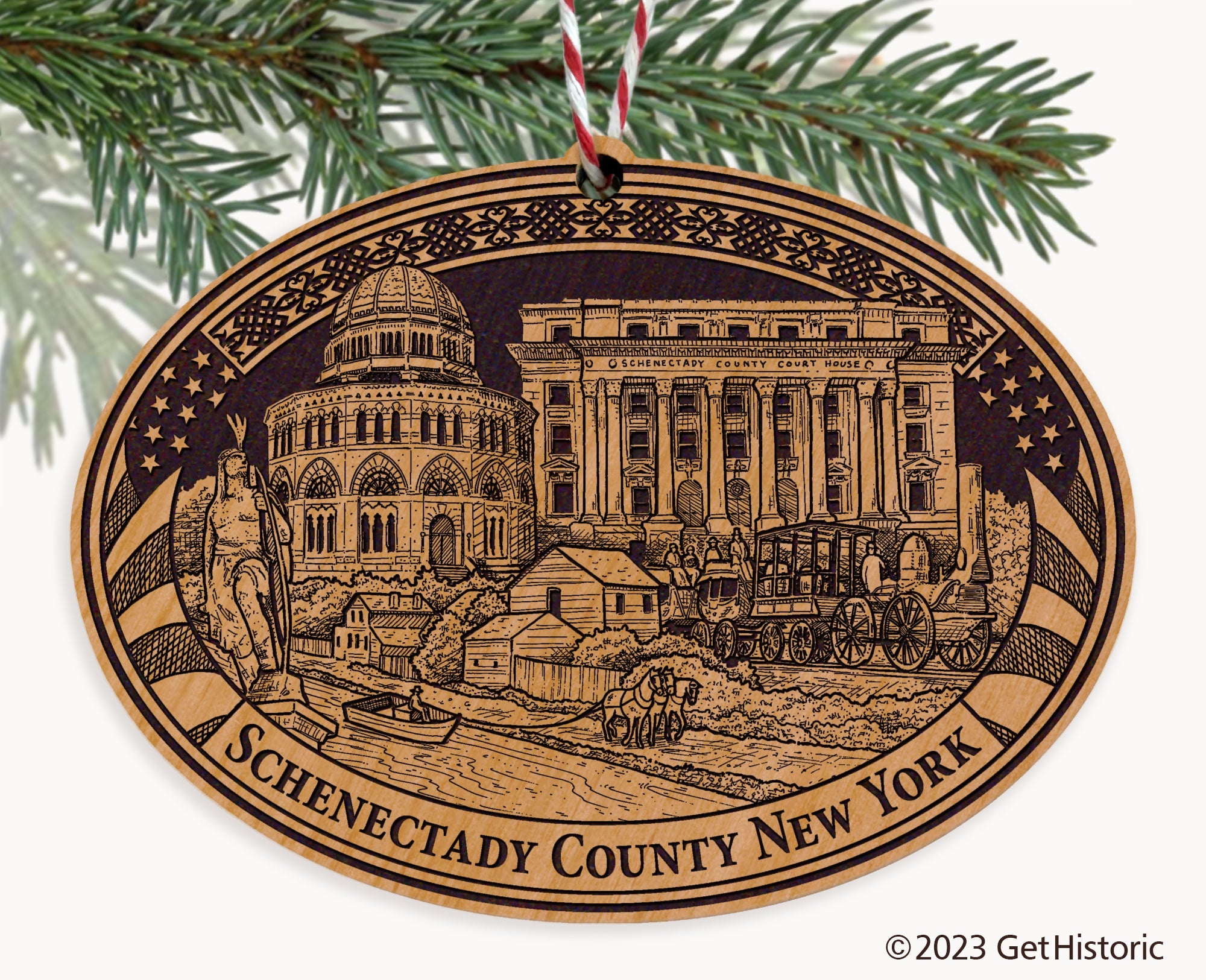 Schenectady County New York Engraved Natural Ornament