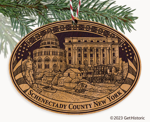 Schenectady County New York Engraved Natural Ornament