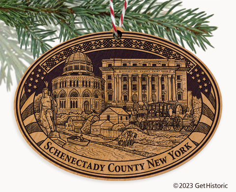 Schenectady County New York Engraved Natural Ornament