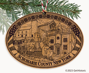 Schoharie County New York Engraved Natural Ornament
