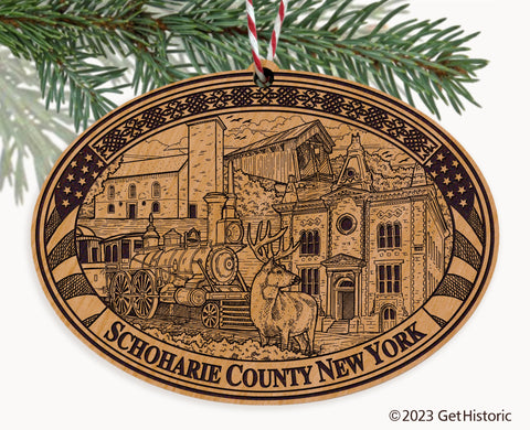 Schoharie County New York Engraved Natural Ornament