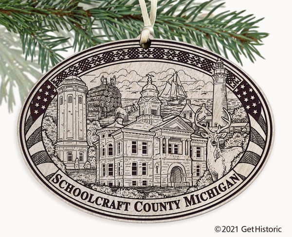 Schoolcraft County Michigan Engraved Ornament