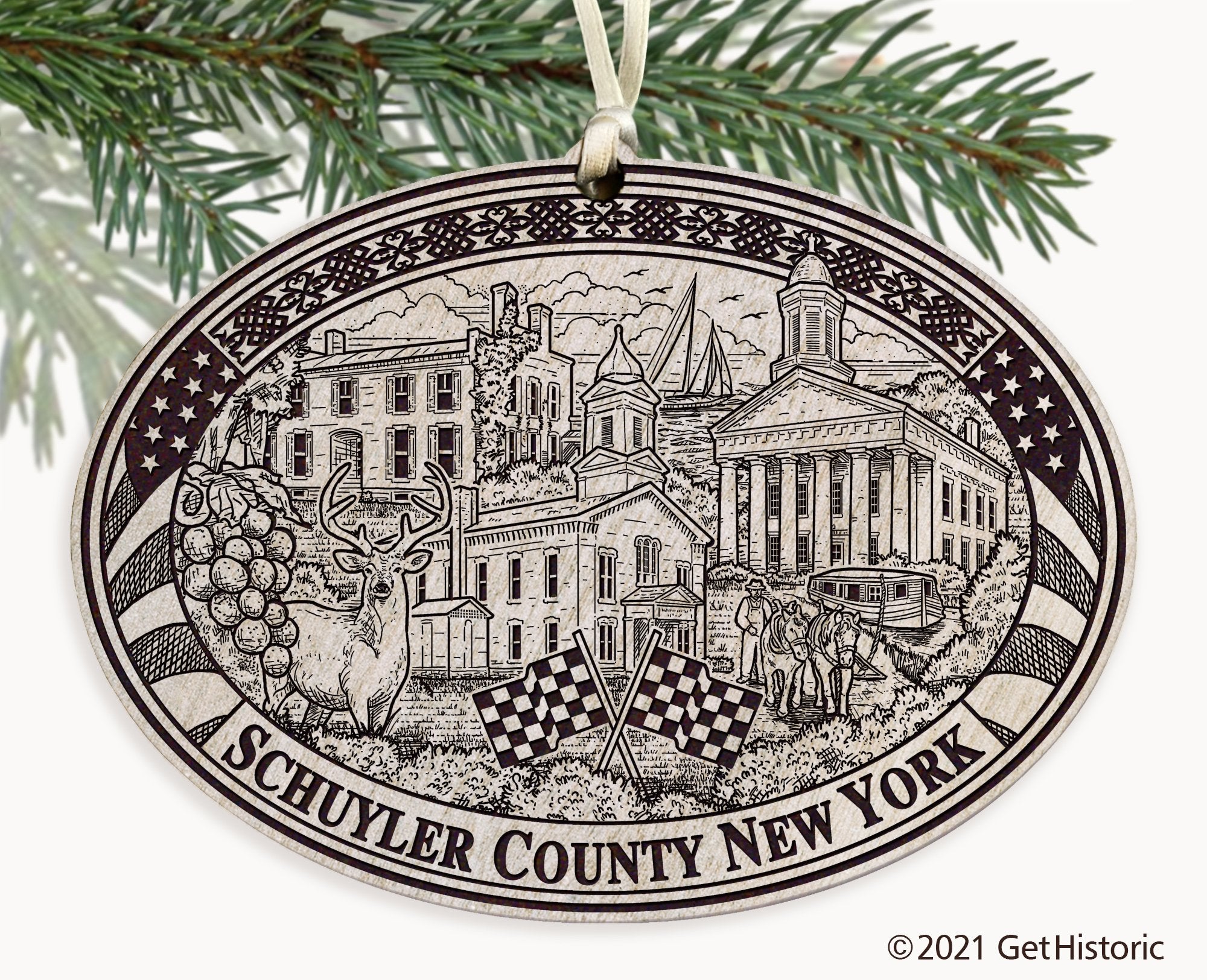 Schuyler County New York Engraved Ornament