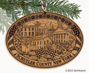 Schuyler County New York Engraved Natural Ornament