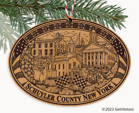 Schuyler County New York Engraved Natural Ornament