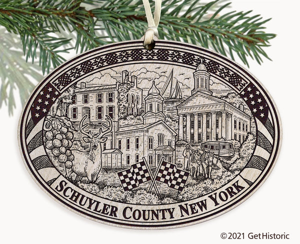 Schuyler County New York Engraved Ornament