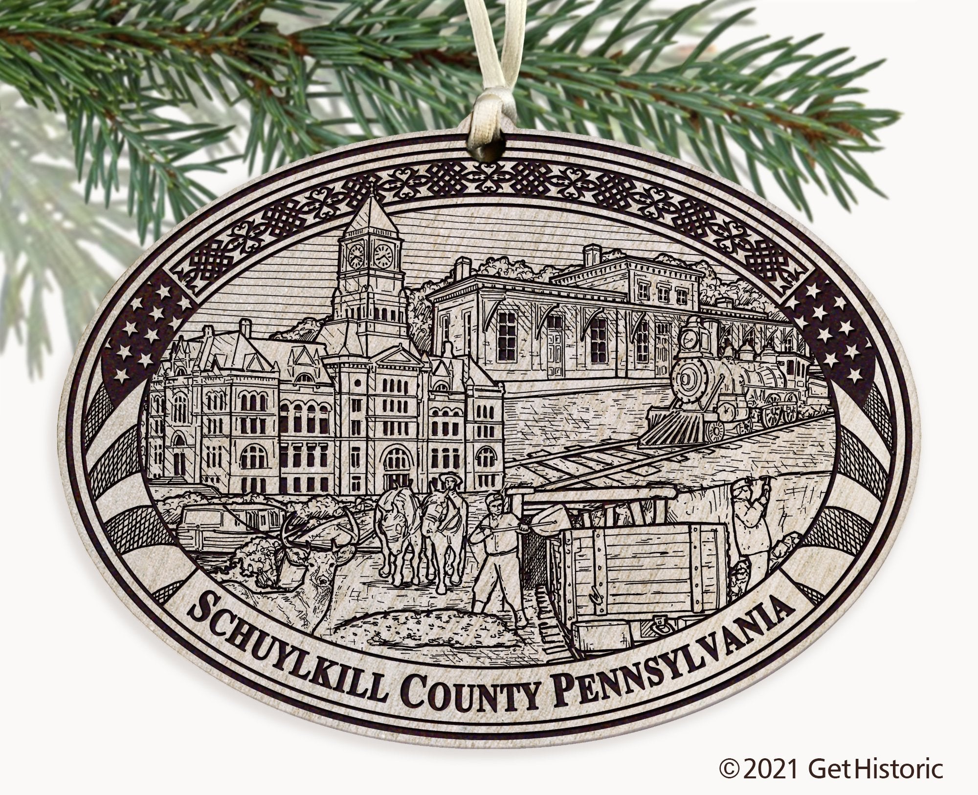 Schuylkill County Pennsylvania Engraved Ornament