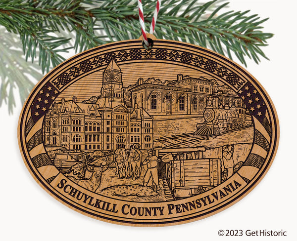 Schuylkill County Pennsylvania Engraved Natural Ornament