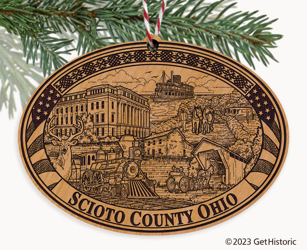 Scioto County Ohio Engraved Natural Ornament