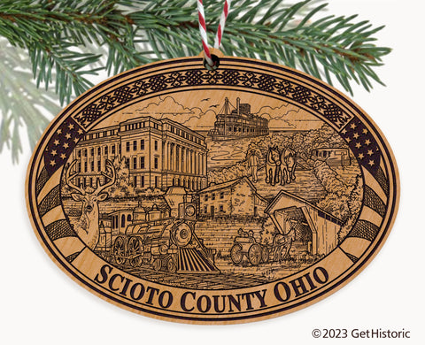 Scioto County Ohio Engraved Natural Ornament