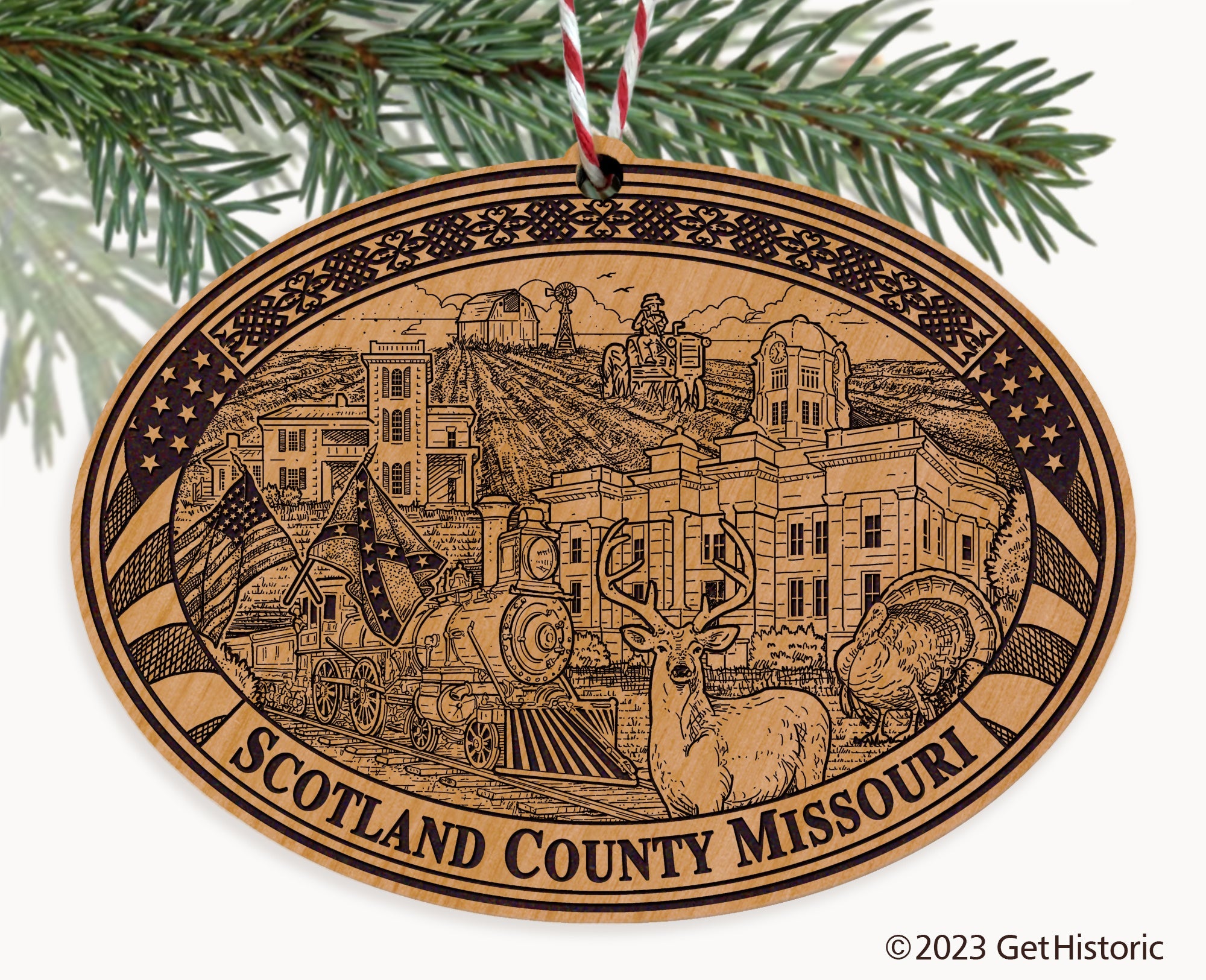 Scotland County Missouri Engraved Natural Ornament