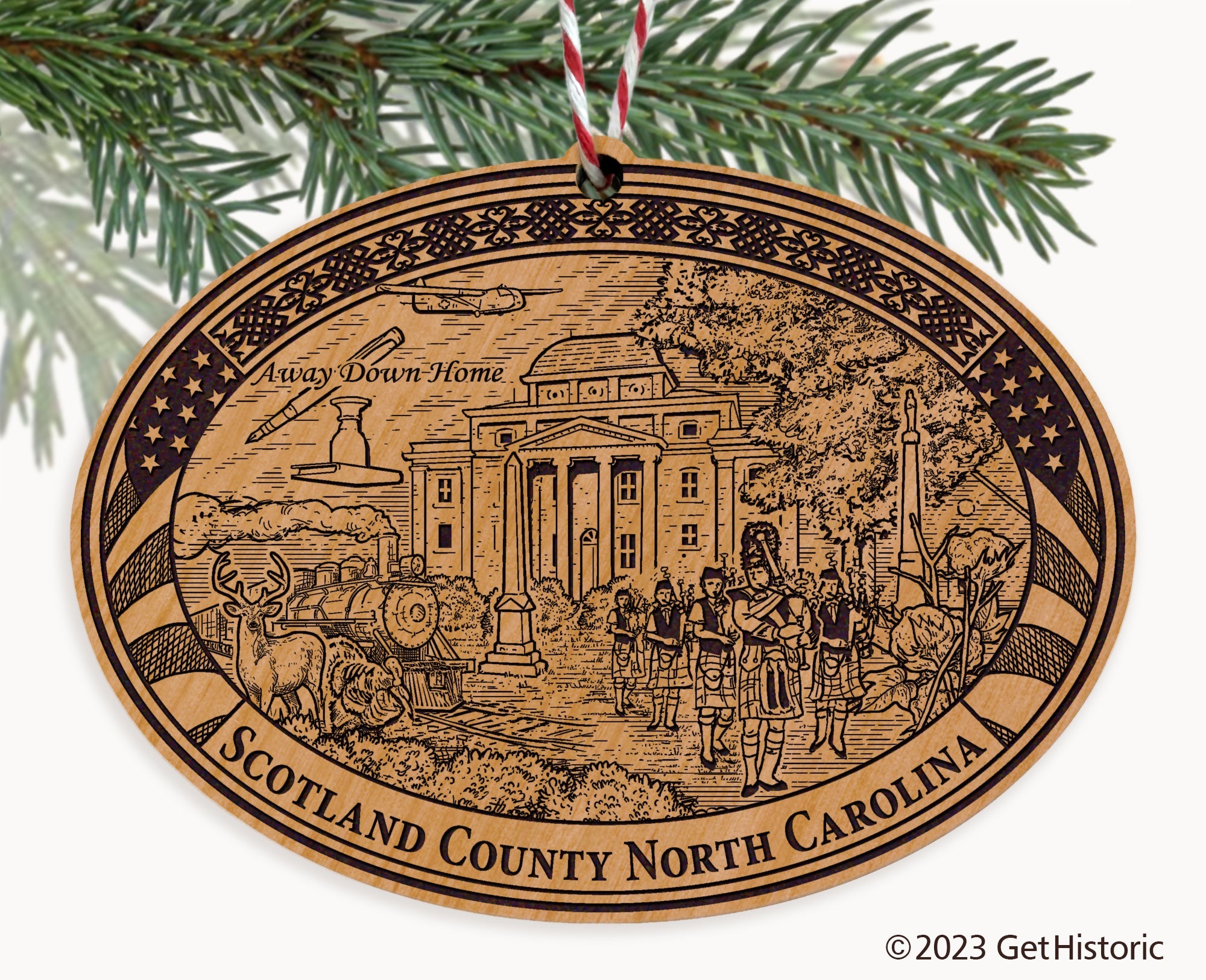 Scotland County North Carolina Engraved Natural Ornament