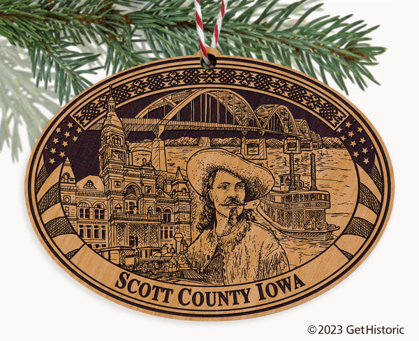 Scott County Iowa Engraved Natural Ornament
