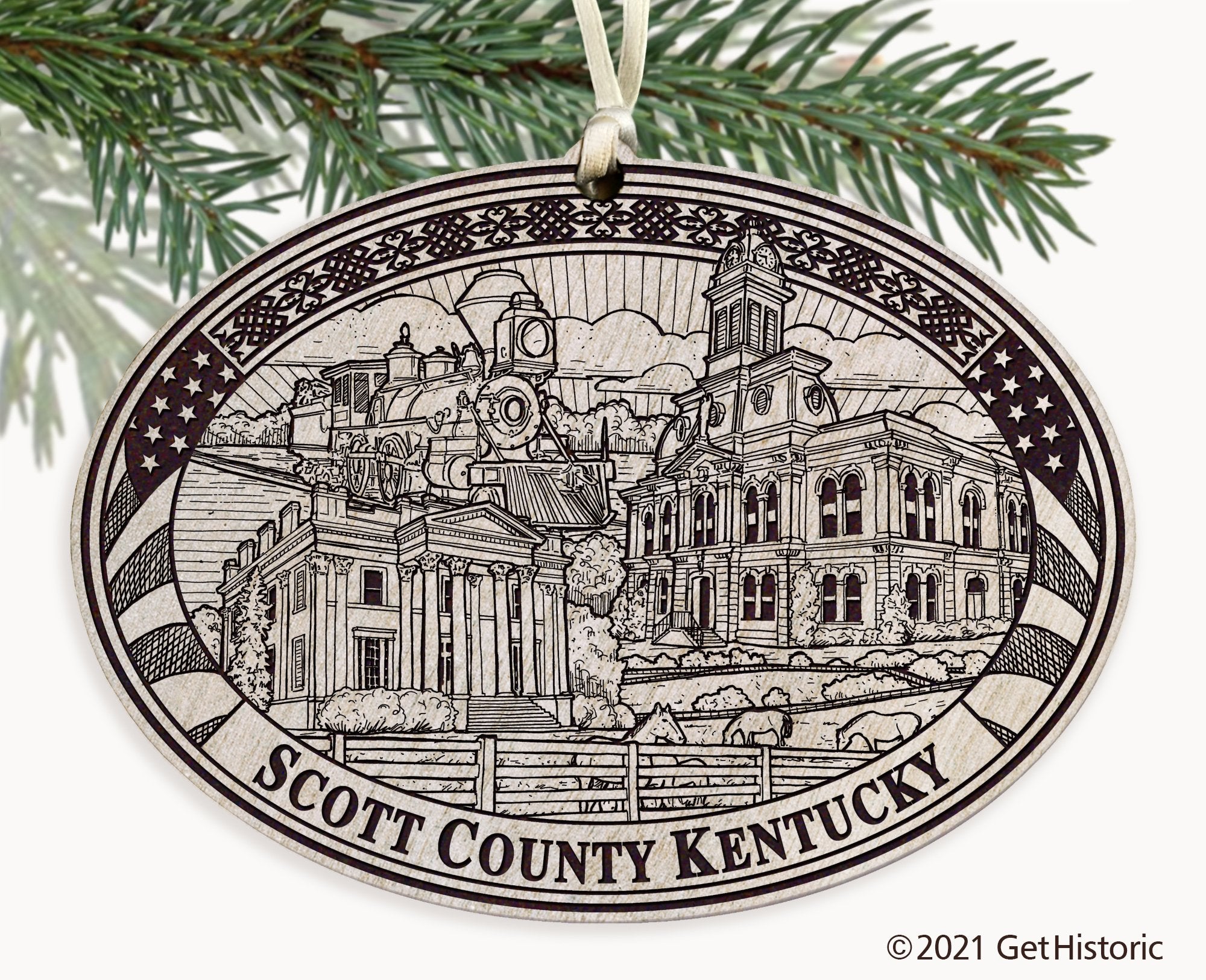 Scott County Kentucky Engraved Ornament