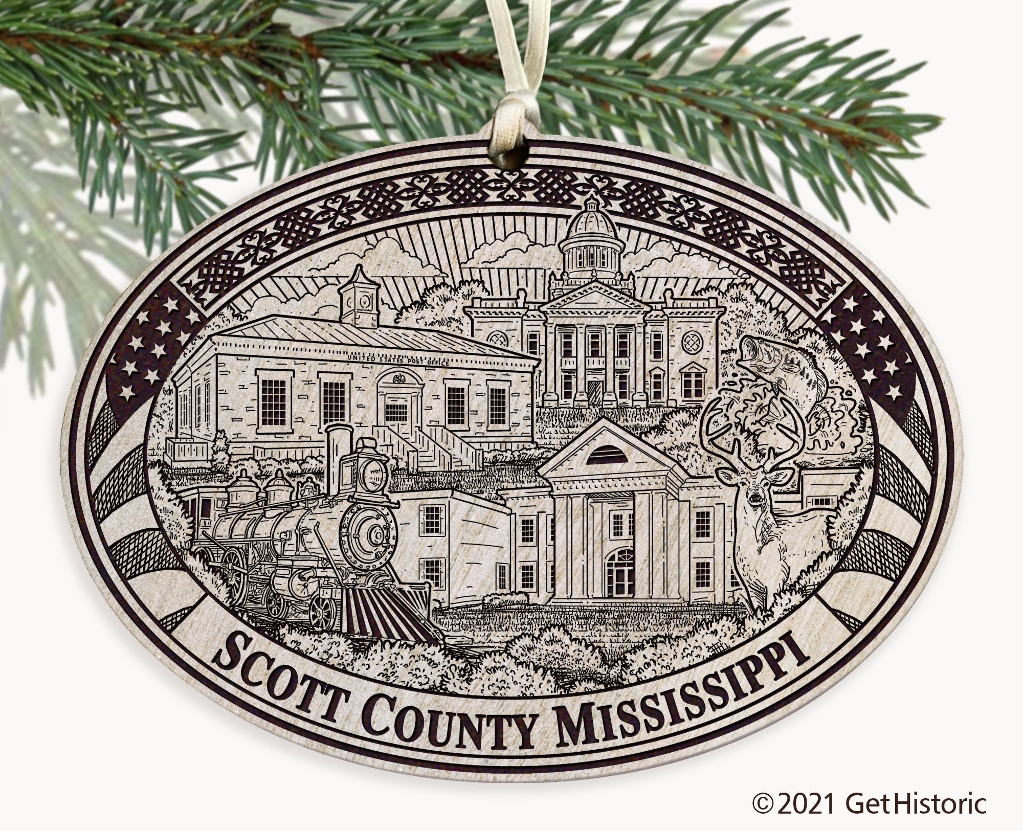 Scott County Mississippi Engraved Ornament