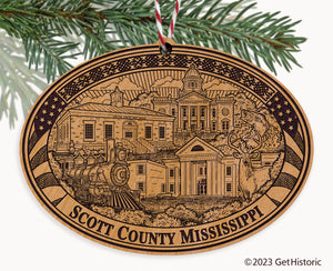 Scott County Mississippi Engraved Natural Ornament