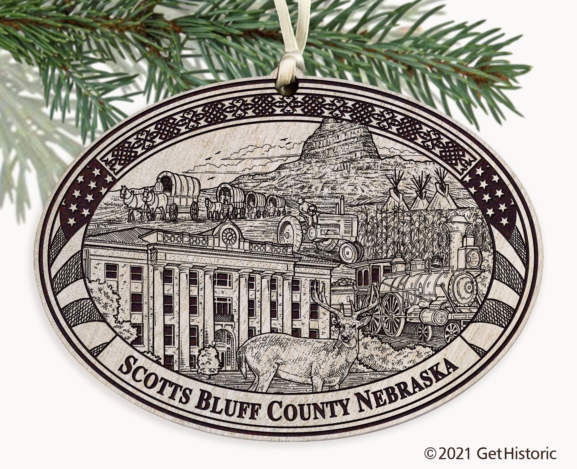 Scotts Bluff County Nebraska Engraved Ornament