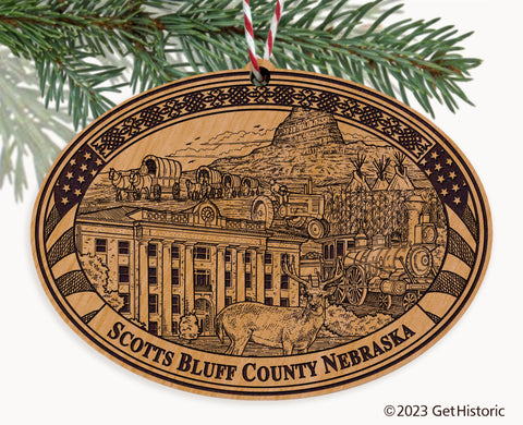 Scotts Bluff County Nebraska Engraved Natural Ornament