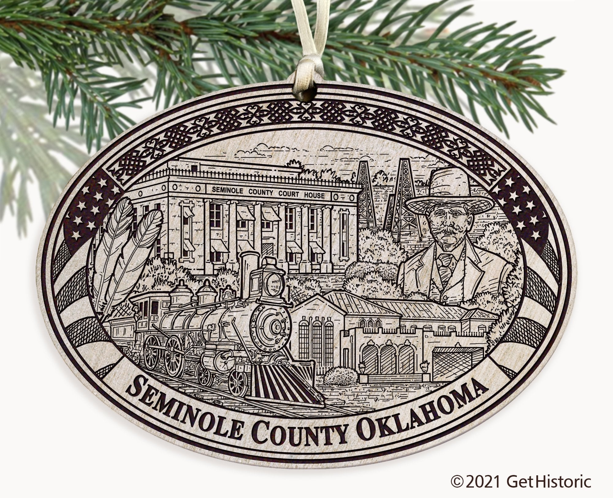 Seminole County Oklahoma Engraved Ornament